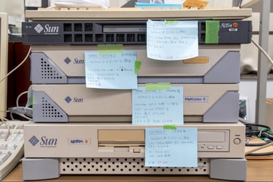 写真：サン・マイクロシステムズ社のサーバーとワークステーション